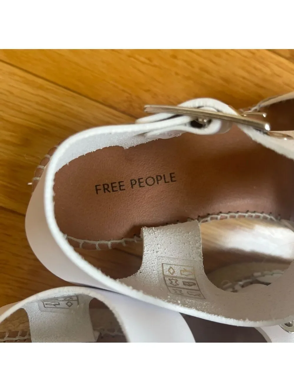 Free People Gable Glad Espadrille Gladiator Sandals White Leather Size 36, US 6